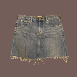 Everlane Denim Skirt | Raw Hem Light Wash | Size 12 | Modern Minimalist